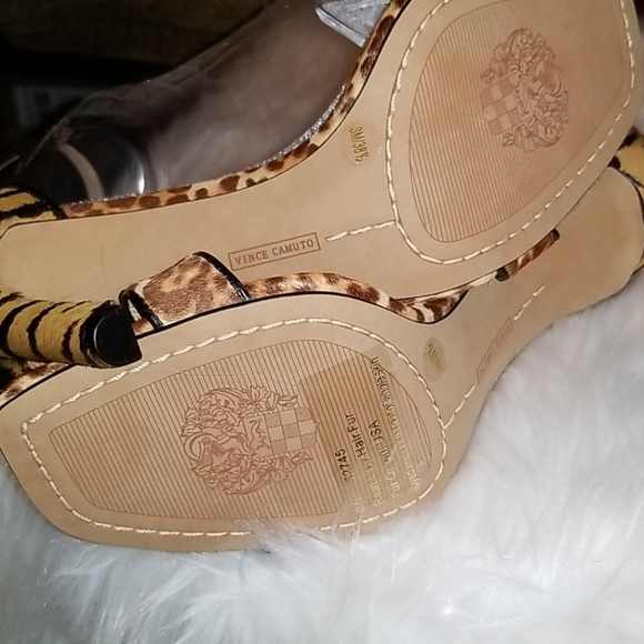 👣Vince Camuto🐈 Leopard/Tiger Sandles shoes footwear unique looking  8M & 9.5M - Picture 11 of 13